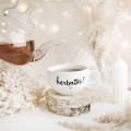 Filiżanka 250 ml ze spodkiem - Herbatki ZŁOTE SERCE Filiżanka porcelanowa ze złotym sercem ze spodkiem - Herbatki nadzwyczajnie.mom — widok z boku na białym tle