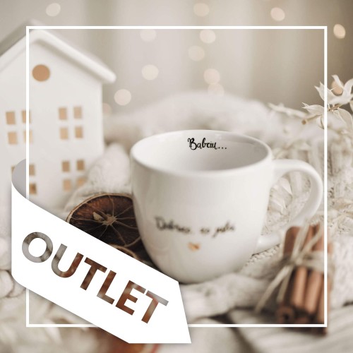 Biały kubek porcelanowy nadzwyczajnie.mom ze złotym zdobieniem i napisem Babciu dobrze, że jesteś OUTLET — 300 ml