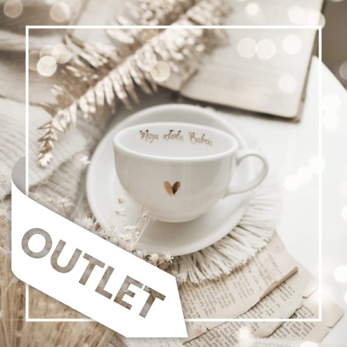 Biały filiżanka porcelanowa nadzwyczajnie.mom ze złotym sercem i napisem ze spodkiem - Moja złota babcia OUTLET — 250 ml
