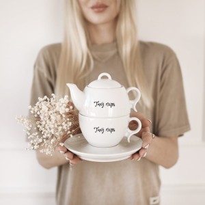 Personalizowany zestaw imbryk i filiżanka 280 ml ze spodkiem
