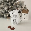 Kubek 300 ml - Christmas vibes! KOTEK Zbliżenie na złote zdobienie na białym kubku porcelanowym Christmas vibes! KOTEK nadzwyczajnie.mom
