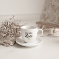 Biała Filiżanka Porcelanowa Espresso ze Spodkiem 100 ml - Napis Dzień Dobry Żono ze Złotym Sercem dla Żony na Rocznicę Ślubu Biały filiżanka porcelanowa nadzwyczajnie.mom ze złotym zdobieniem i napisem Biała Filiżanka Porcelanowa Espresso ze