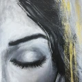 Wewnętrzny Spokój 55x75 - obraz abstrakcyjny ze złotem, ręcznie malowany obraz kobiety na płótnie, nowoczesny obraz do salonu i sypialni czarno-biały IMG_8156.jpeg
