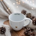 Kubek 300 ml - uważność ZŁOTE SERCE Eleganckie opakowanie prezentowe kubka porcelanowego ze złotym sercem nadzwyczajnie.mom — uważność