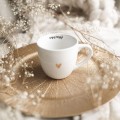 Kubek 300 ml - uważność ZŁOTE SERCE Biały kubek porcelanowy nadzwyczajnie.mom ze złotym sercem i napisem uważność — 300 ml