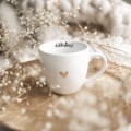 Biały kubek porcelanowy 300 ml - napis delikatność ze złotym sercem dla niej na urodziny Biały kubek porcelanowy nadzwyczajnie.mom ze złotym sercem i napisem delikatność — 300 ml