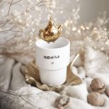 Kubek 300 ml bez ucha - Herbatka Złote Serce Biały kubek porcelanowy nadzwyczajnie.mom ze złotym sercem i napisem bez ucha - Herbatka — 300 ml