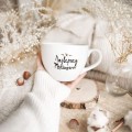 Biały kubek porcelanowy 500 ml - napis Najlepszy mężczyzna ze złotym sercem dla partnera na rocznicę związku Personalizowany kubek porcelanowy ze złotym sercem jako idealny prezent — porcelana premium nadzwyczajnie.mom