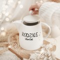 Dzbanek 1 litr - Rodzice idealni ZŁOTE SERCE Produkt porcelanowy ze złotym sercem Dzbanek 1 litr - Rodzice idealni nadzwyczajnie.mom — widok z boku na białym tle